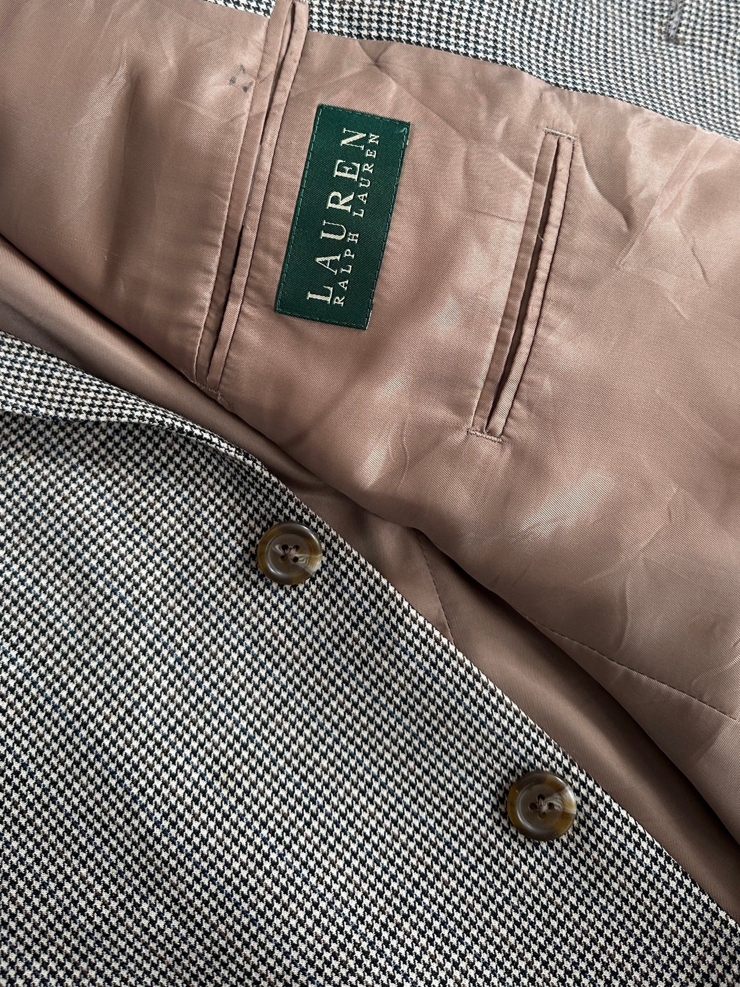Ralph Lauren 1990s Dogtooth Check Single Breasted Blazer - 44R