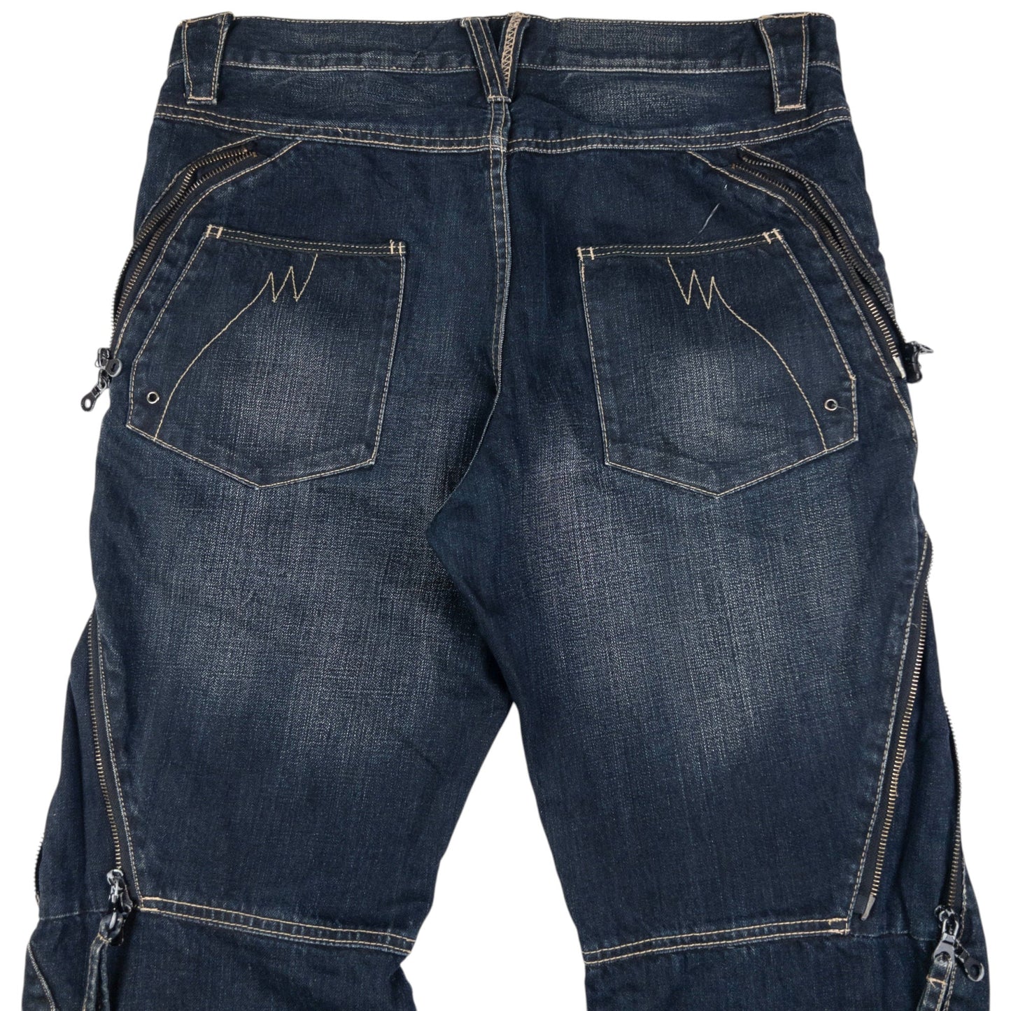 Vintage PPFM Multi Zip Denim Jeans Size W35