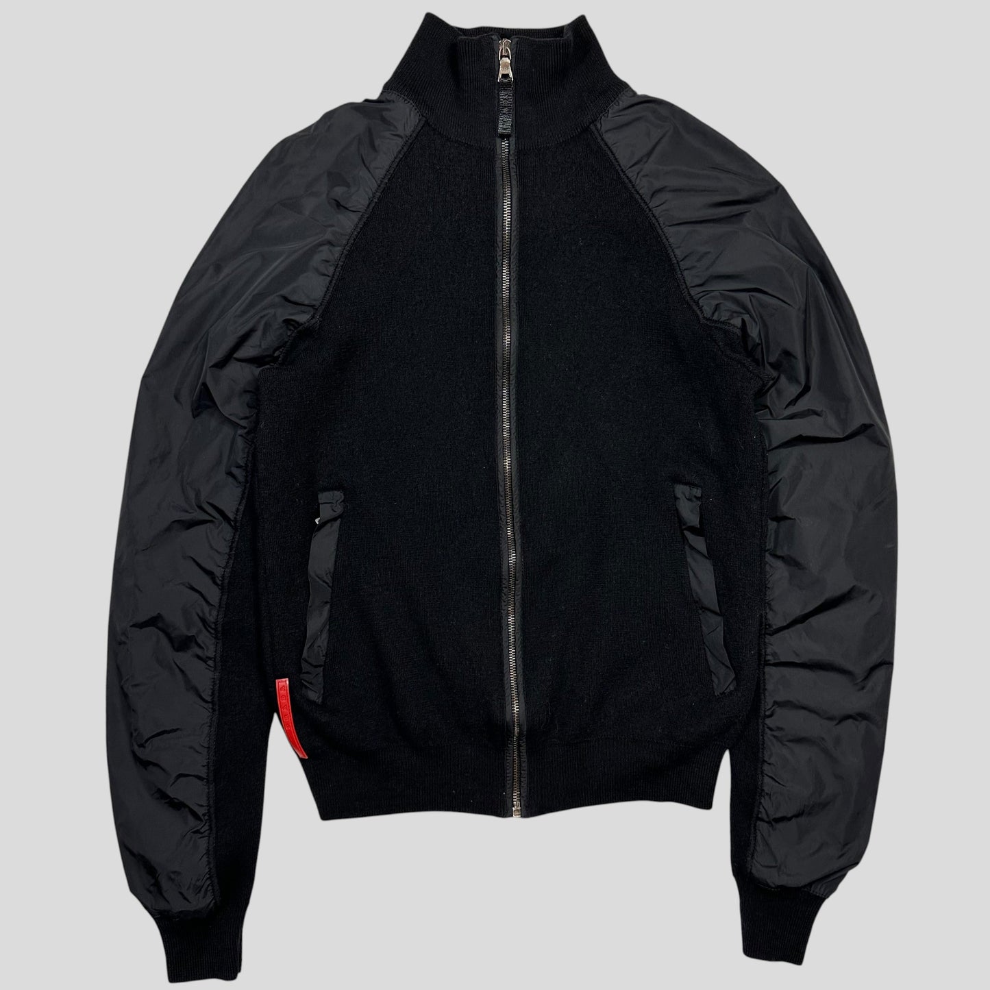 Prada Sport 2009 Black Nylon Wool Hybrid Bomber Jacket - S | Default Title, Black