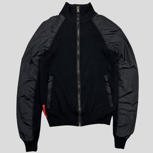 Prada Sport 2009 Black Nylon Wool Hybrid Bomber Jacket - S | Default Title, Black