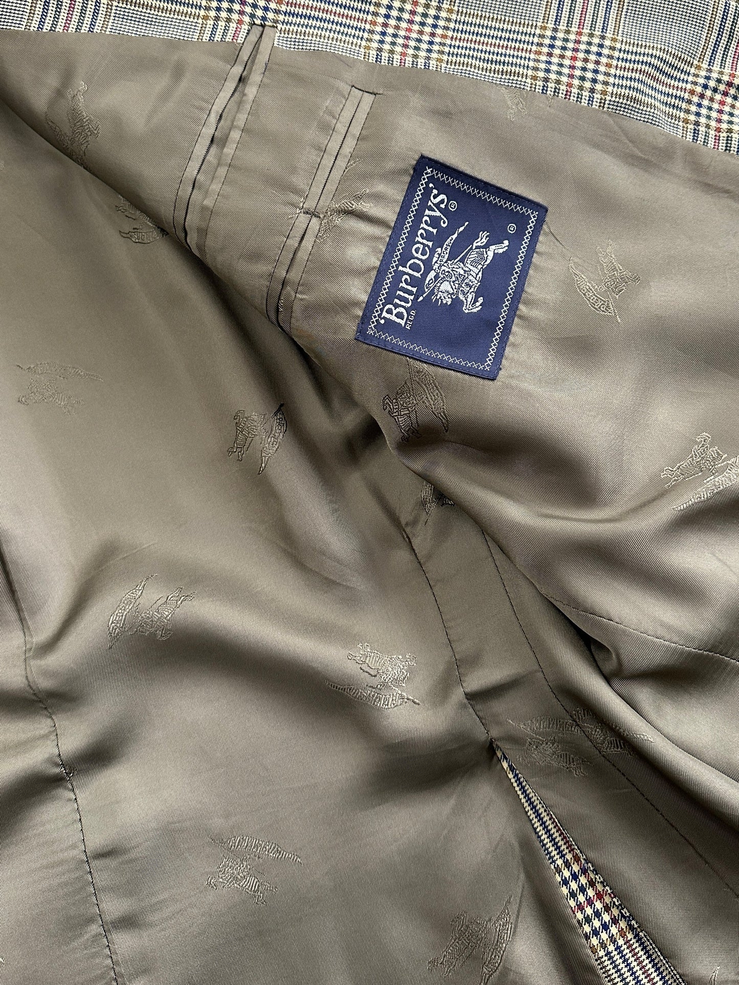 Burberry 1980s Pure Wool Single Breasted Check Blazer - 44R/XL