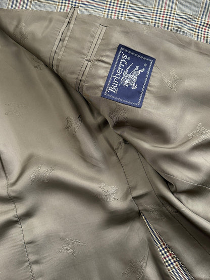 Burberry 1980s Pure Wool Single Breasted Check Blazer - 44R/XL