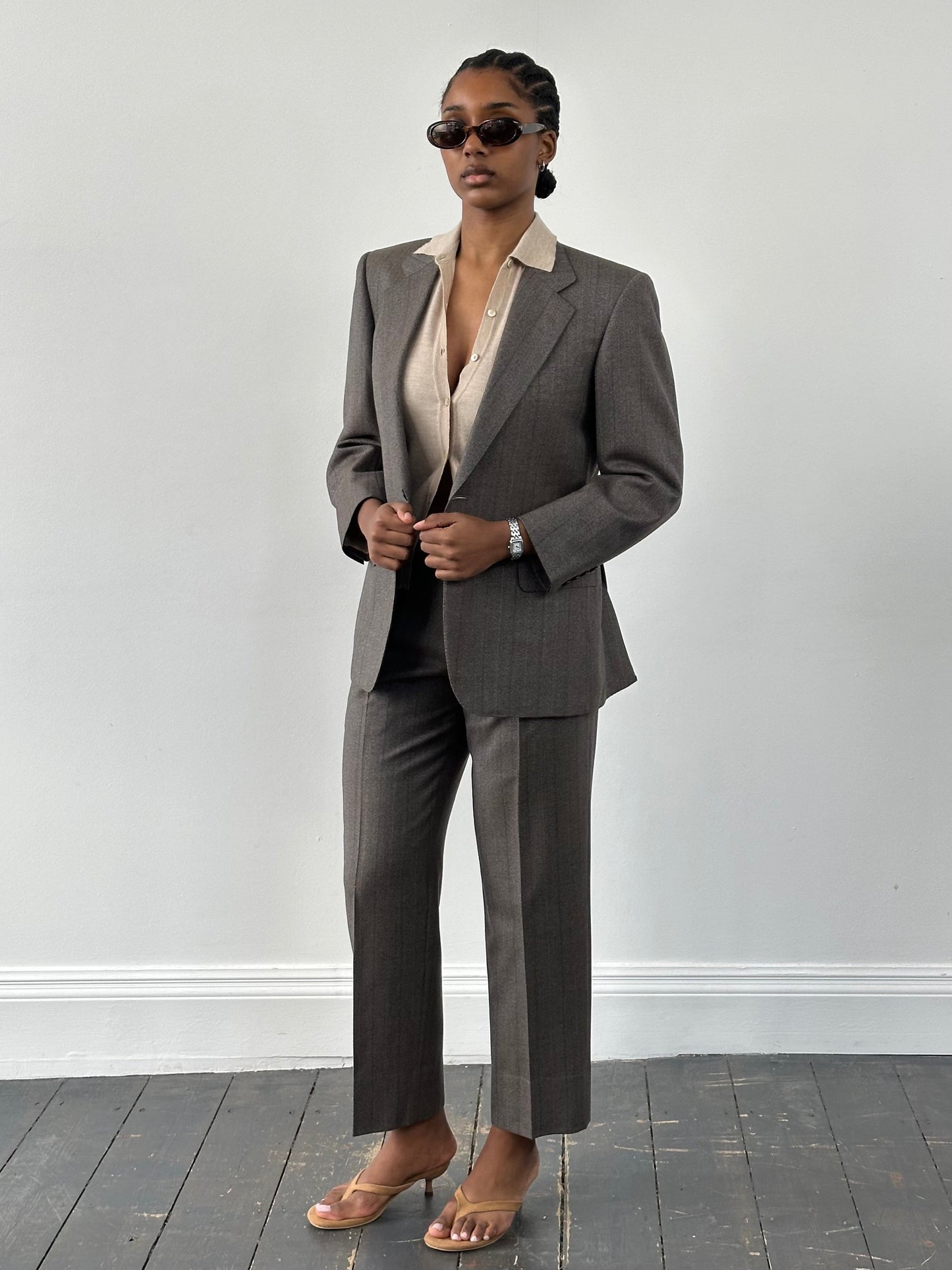 Burberry 1990s Pure Tasmanian Wool Stripe Single Breasted Suit - 36R/W26