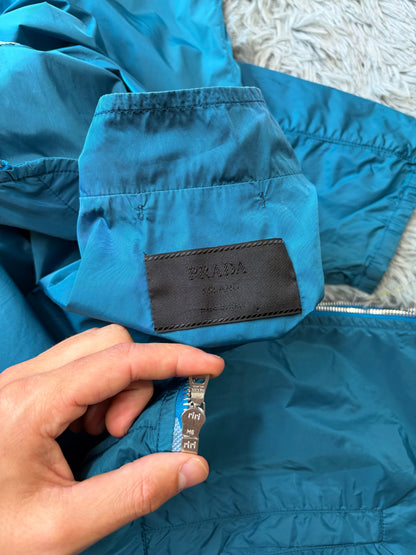 Prada Milano 00’s Teal and Mint Nylon Panelled Nylon Jacket - M | O/S, Teal and Mint