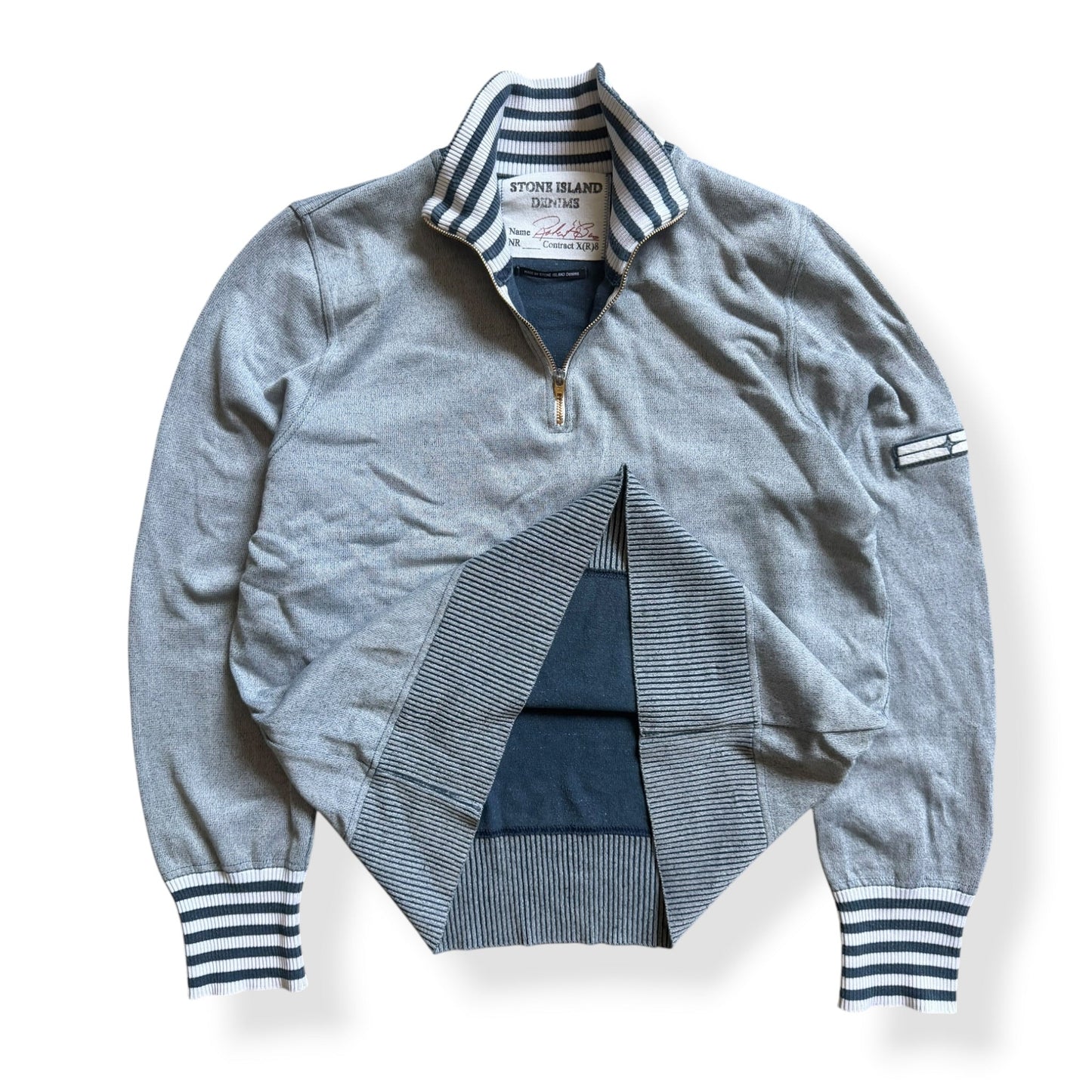 SS2008 Stone Island Denims Striped 1/4 Zip (L) | Large, Multicoloured