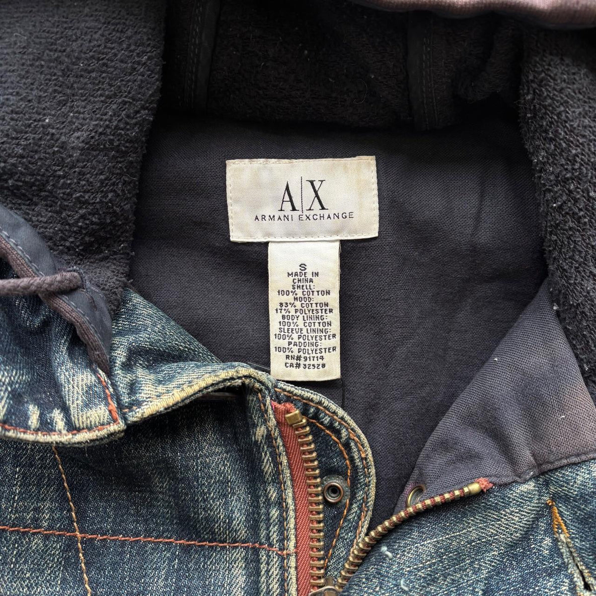 ARMANI DENIM PARKA JACKET | O/S, Faded Denim