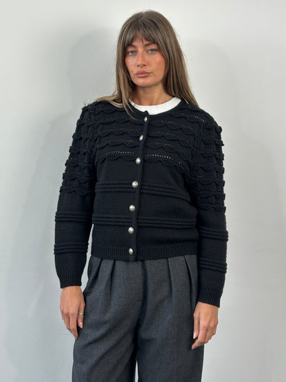 Vintage 1990s Pure Wool Knitted Cardigan - M