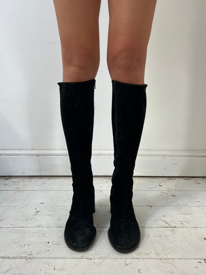 ANN DEMEULEMEESTER SUEDE BOOTS (EU 40) | DEFAULT TITLE, Black