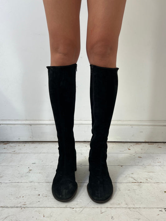 ANN DEMEULEMEESTER SUEDE BOOTS (EU 40) | DEFAULT TITLE, Black