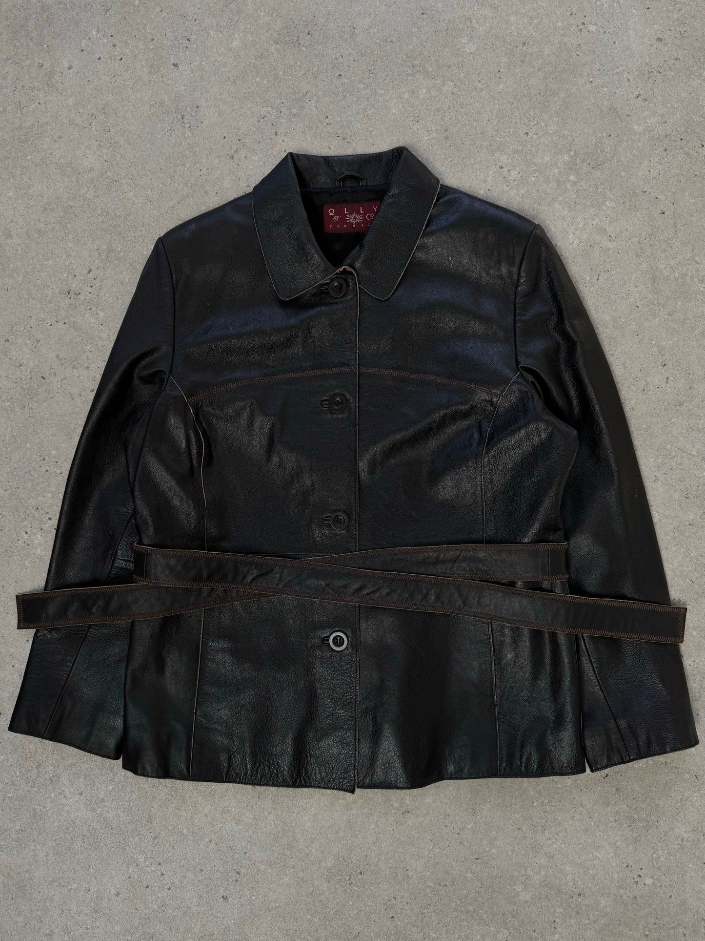 Vintage 1990s Leather Belted Leather Jacket - S
