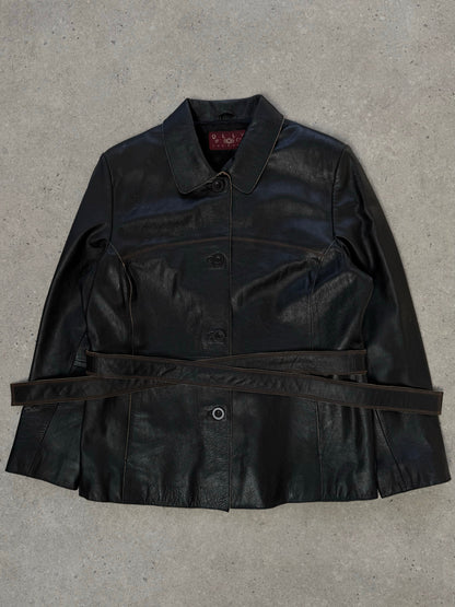 Vintage 1990s Leather Belted Leather Jacket - S