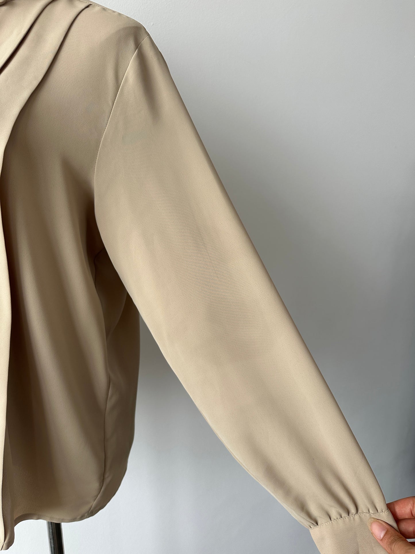 Vintage 1980s High Neck Pleated Shirt - M-L