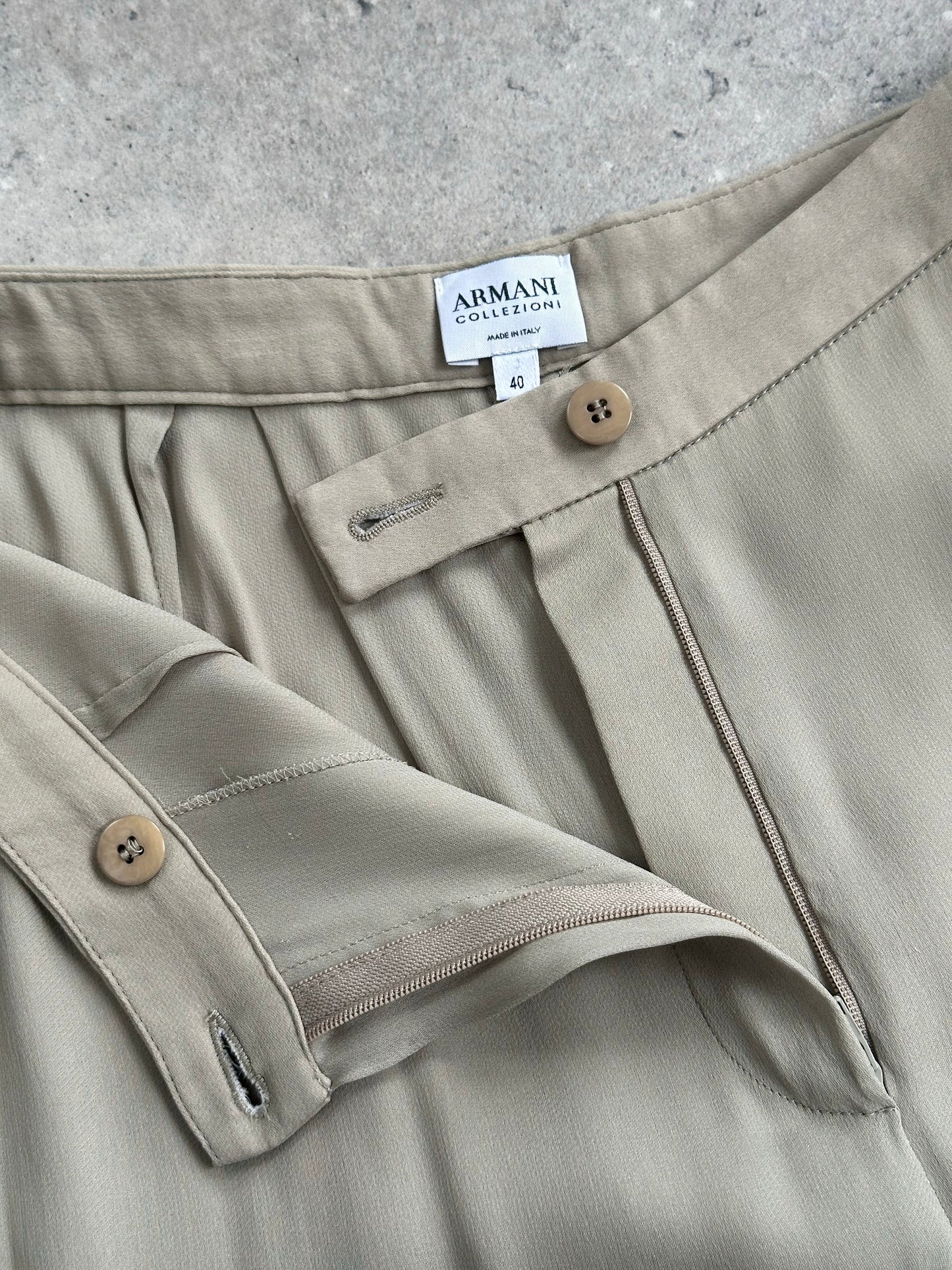 Armani Collezioni 2000s Silk Wide Leg Pleated Trousers - W26