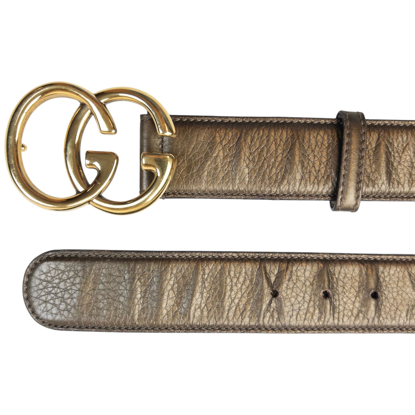 Vintage 2000s Gucci Metallic Leather Belt Size S | O/S, Brown