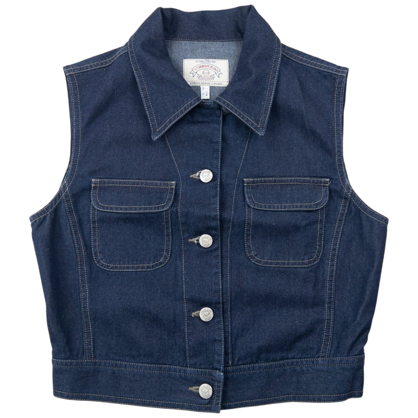 Vintage 90s Armani Jeans Button Up Denim Top Womens Size M | Medium, Blue