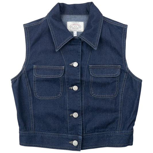 Vintage 90s Armani Jeans Button Up Denim Top Womens Size M | Medium, Navy