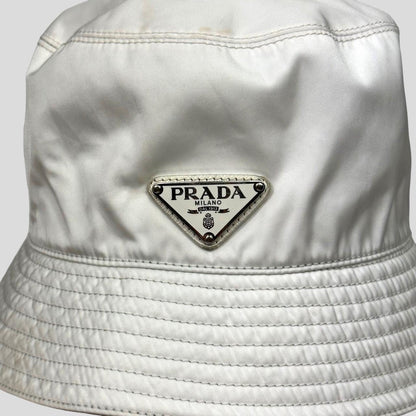 Prada Milano Nylon Bucket Hat - M | White