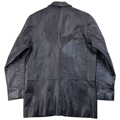 Vintage Hugo Boss Button Up Leather Jacket Size M | Medium, Black