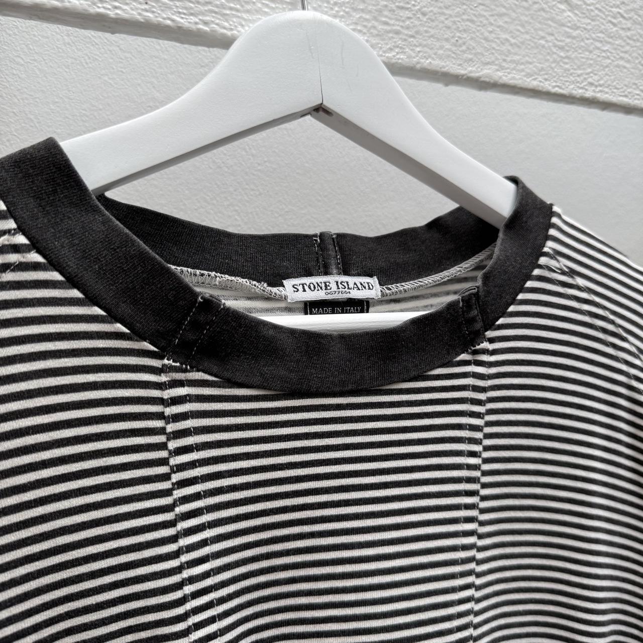00’s Stone Island Striped Marina T-shirt (L) | Large, Black and White