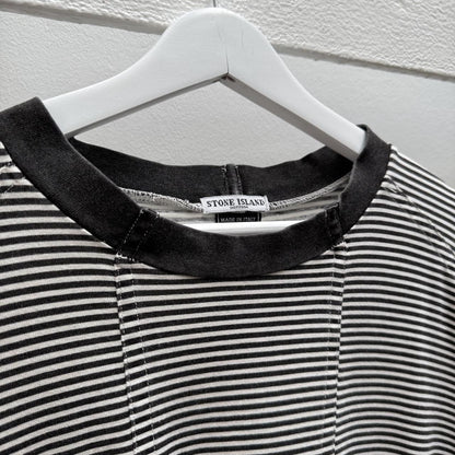 00’s Stone Island Striped Marina T-shirt (L) | Large, Black and White