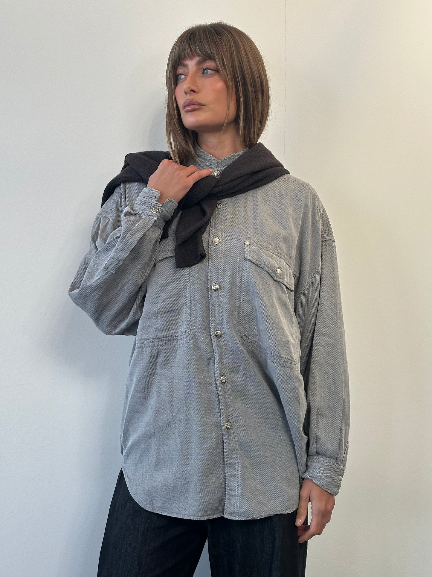 Versace Jeans Couture 1990s Bespoke Medusa Button Shirt - XL