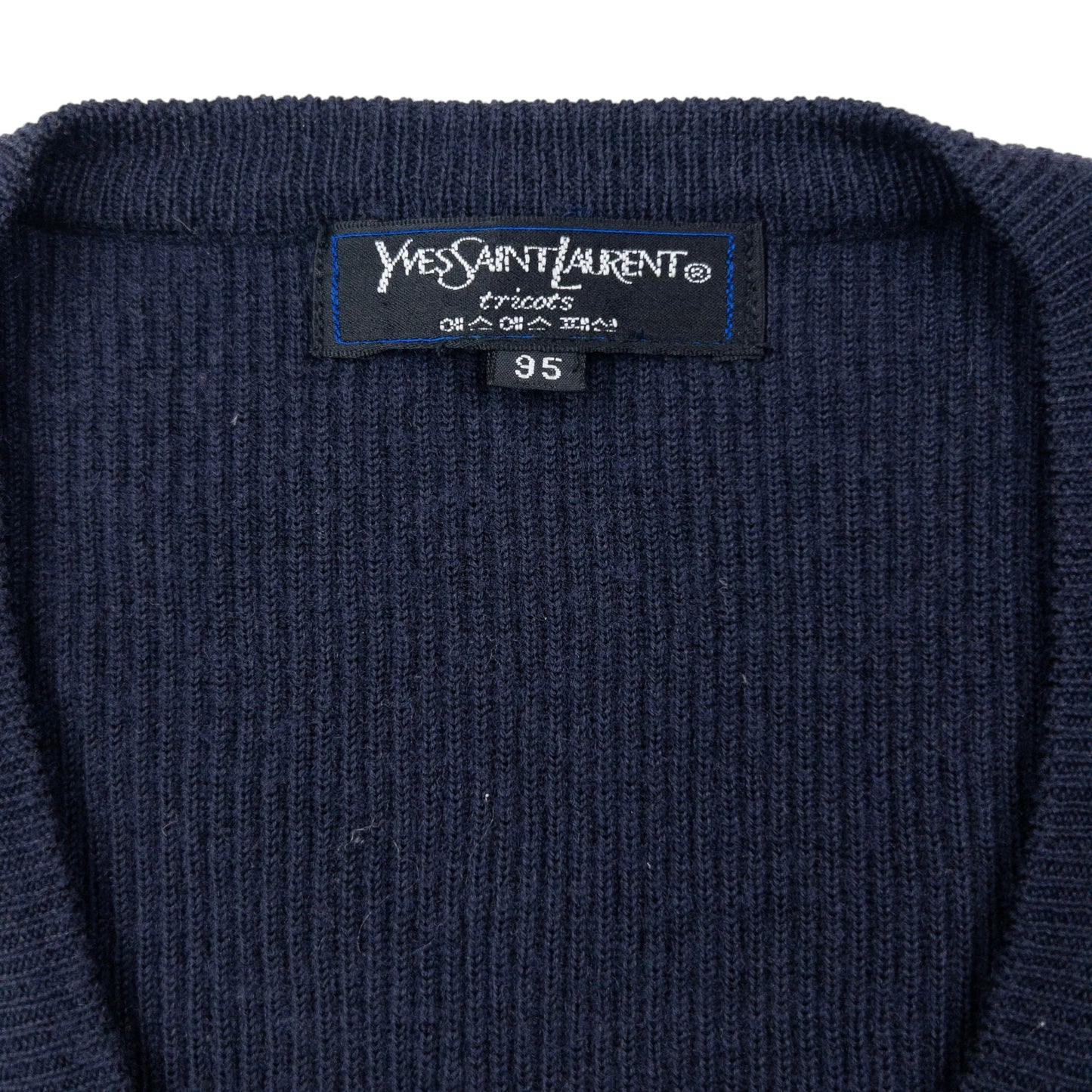 Vintage 90s YSL Yves Saint Laurent Striped Jumper Size S | Small, Navy