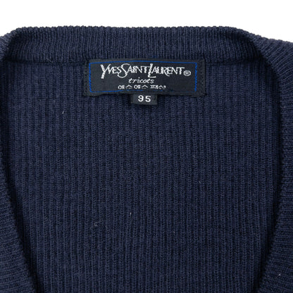 Vintage 90s YSL Yves Saint Laurent Striped Jumper Size S | Small, Navy