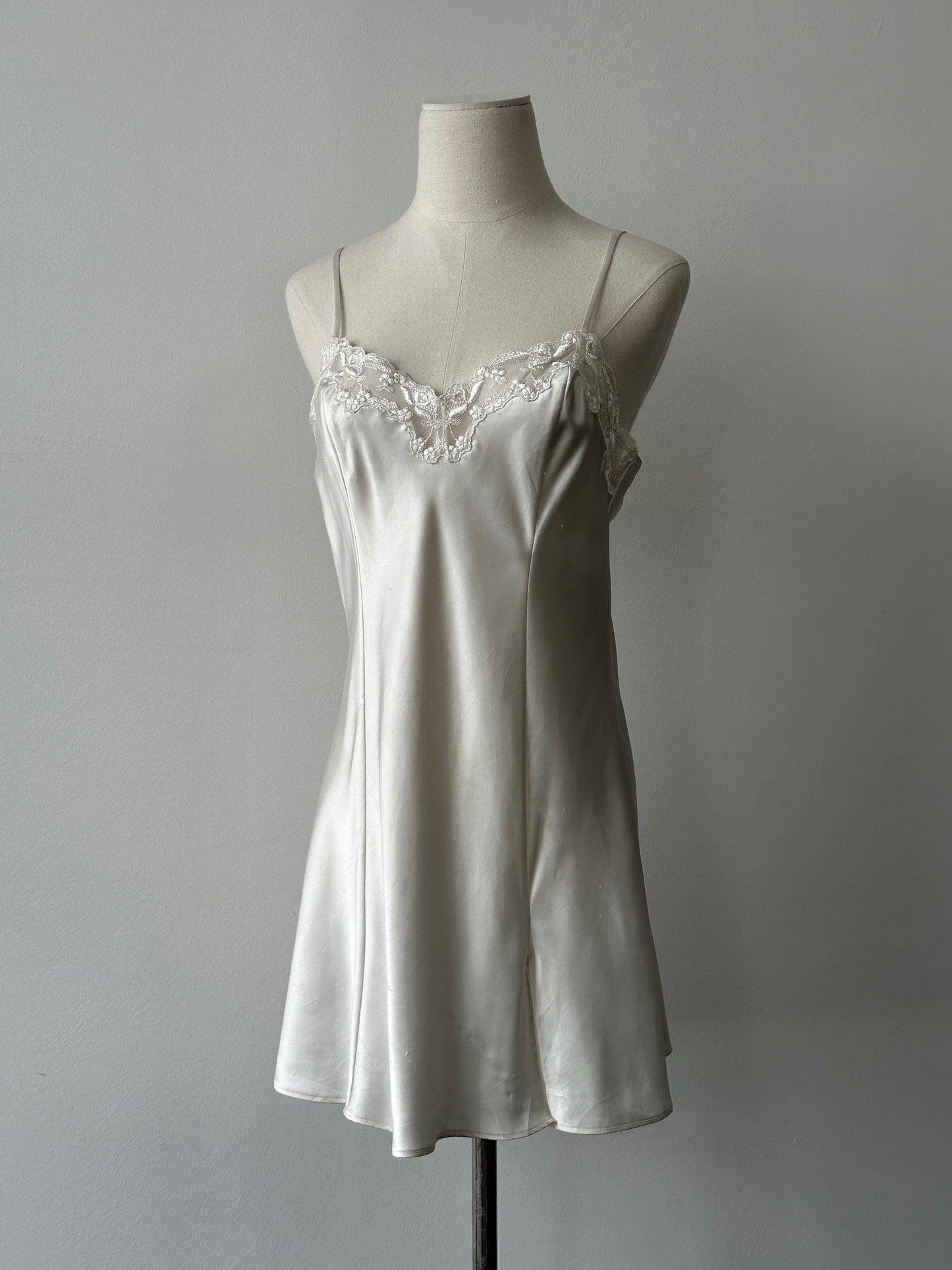 Victoria's Secret 2000s Satin Lace Mini Slip Dress - S