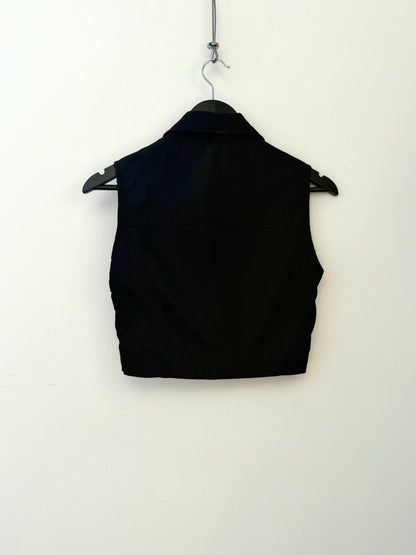 Prada 90s Nylon Cropped Vest | Small, Black