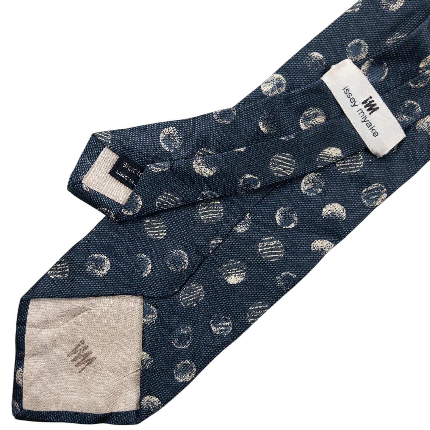 Vintage Issey Miyake Polka Dot Silk Tie | O/S, Cream