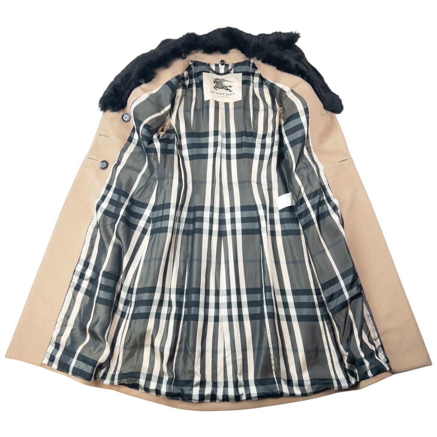 Vintage Burberry Nova Check Lined Fur Collar Jacket Womens Size M | Medium, Beige