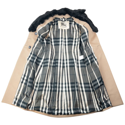 Vintage Burberry Nova Check Lined Fur Collar Jacket Womens Size M | Medium, Beige