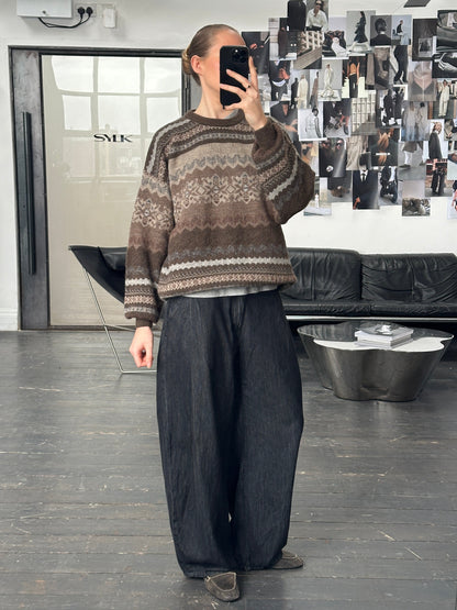 Italian Vintage 1990s Wool Alpaca Patterned Knit Jumper - XL