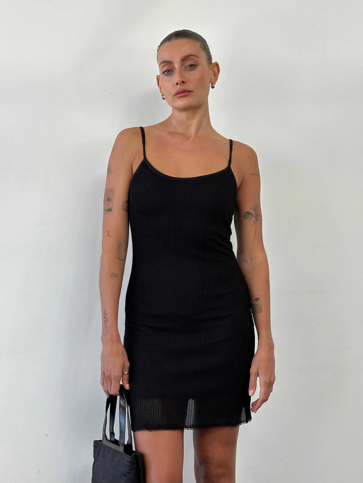 French Vintage Double Layered Mini Slip Dress - S