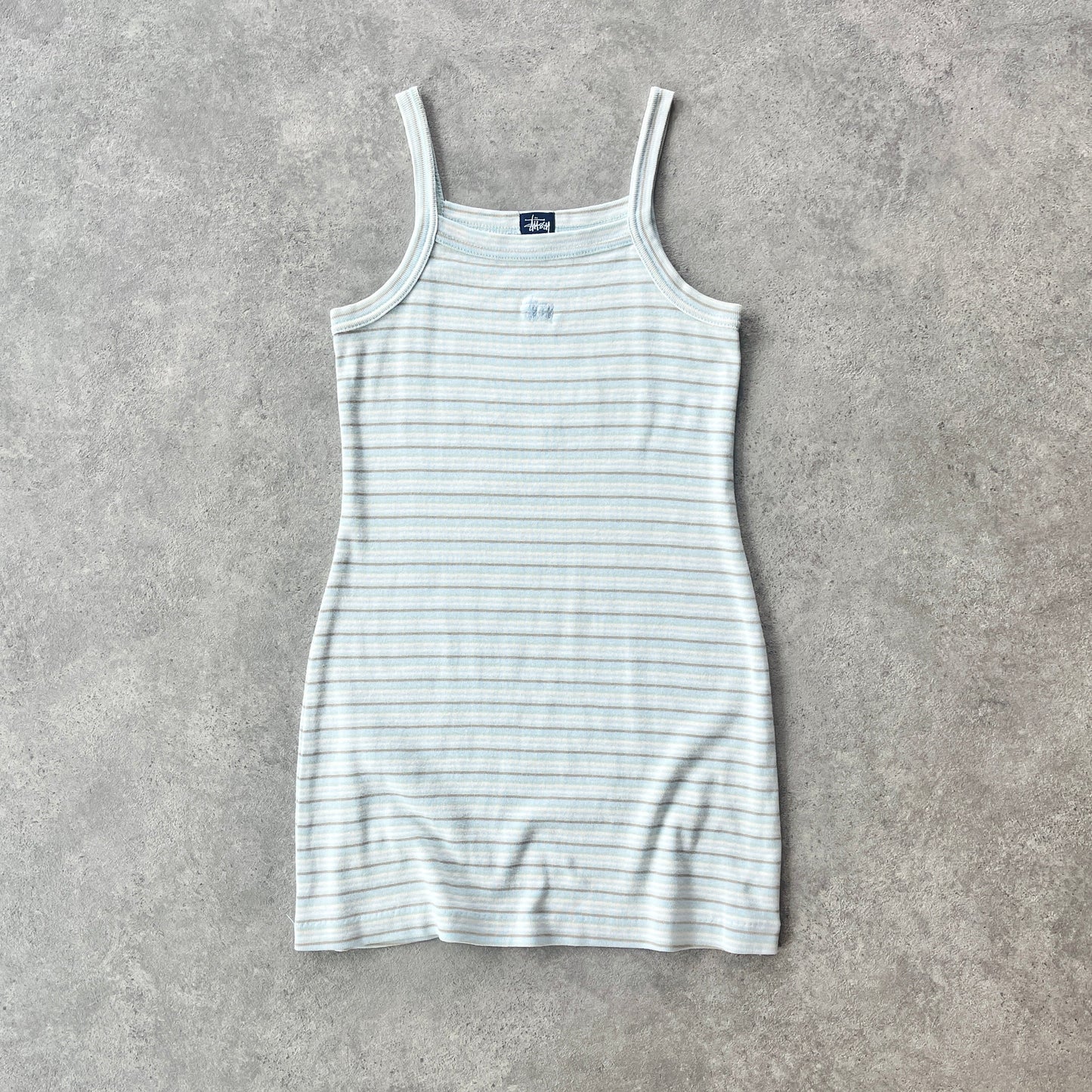 Stussy 2000s striped embroidered mini dress (M)