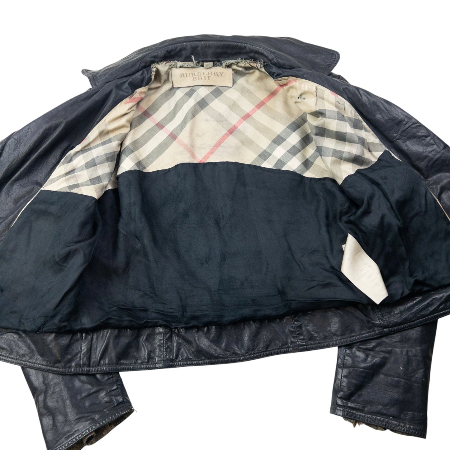 Vintage Burberry Brit Cropped Leather Jacket Womens Size M | Medium, Black