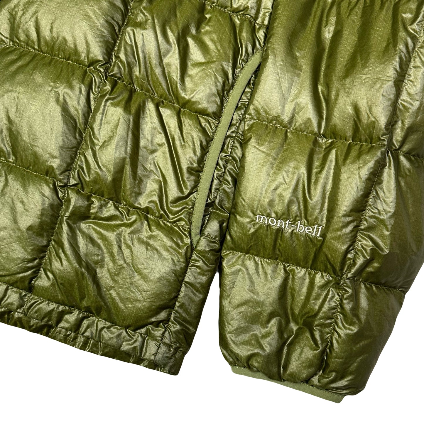 Montbell Square Stitch Puffer Jacket In Olive Green ( L )