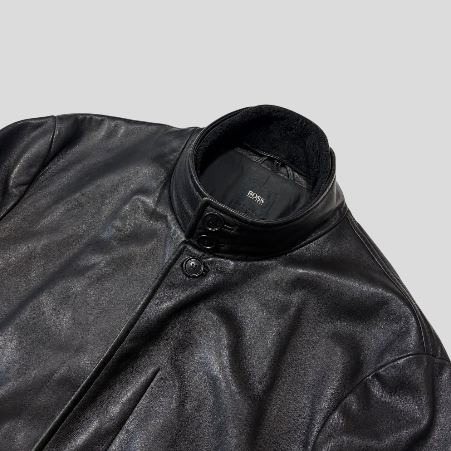 Hugo Boss 90’s Modular 2 in 1 Lambskin Leather Trench Coat - XL | Default Title, Black