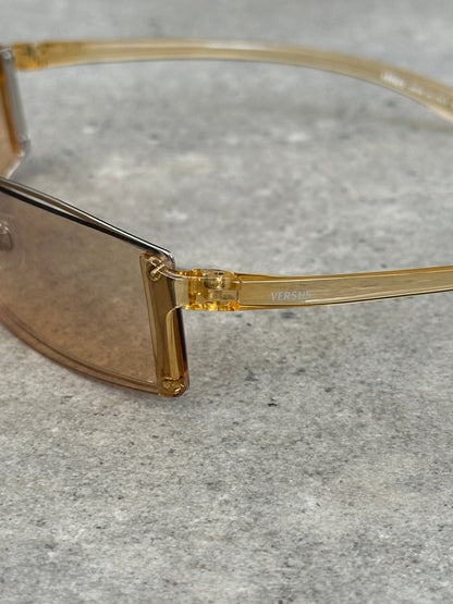Versace Versus 1990s Rimless Rectangular Logo Sunglasses