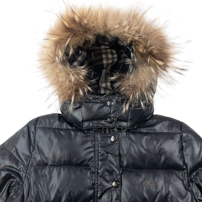Vintage 2000s Burberry Blue Label Fur Hood Puffer Jacket Womens Size M | Medium, Multicoloured