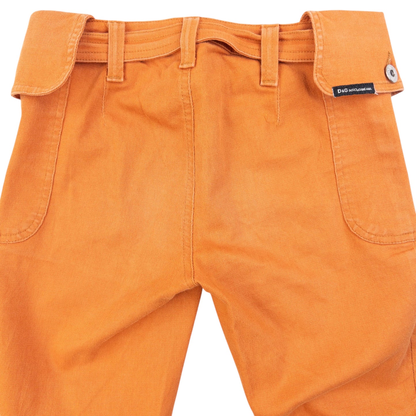 Vintage 2000s Dolce & Gabbana Belt Waist Flared Denim Jeans Womens Size W26 | W26, Orange