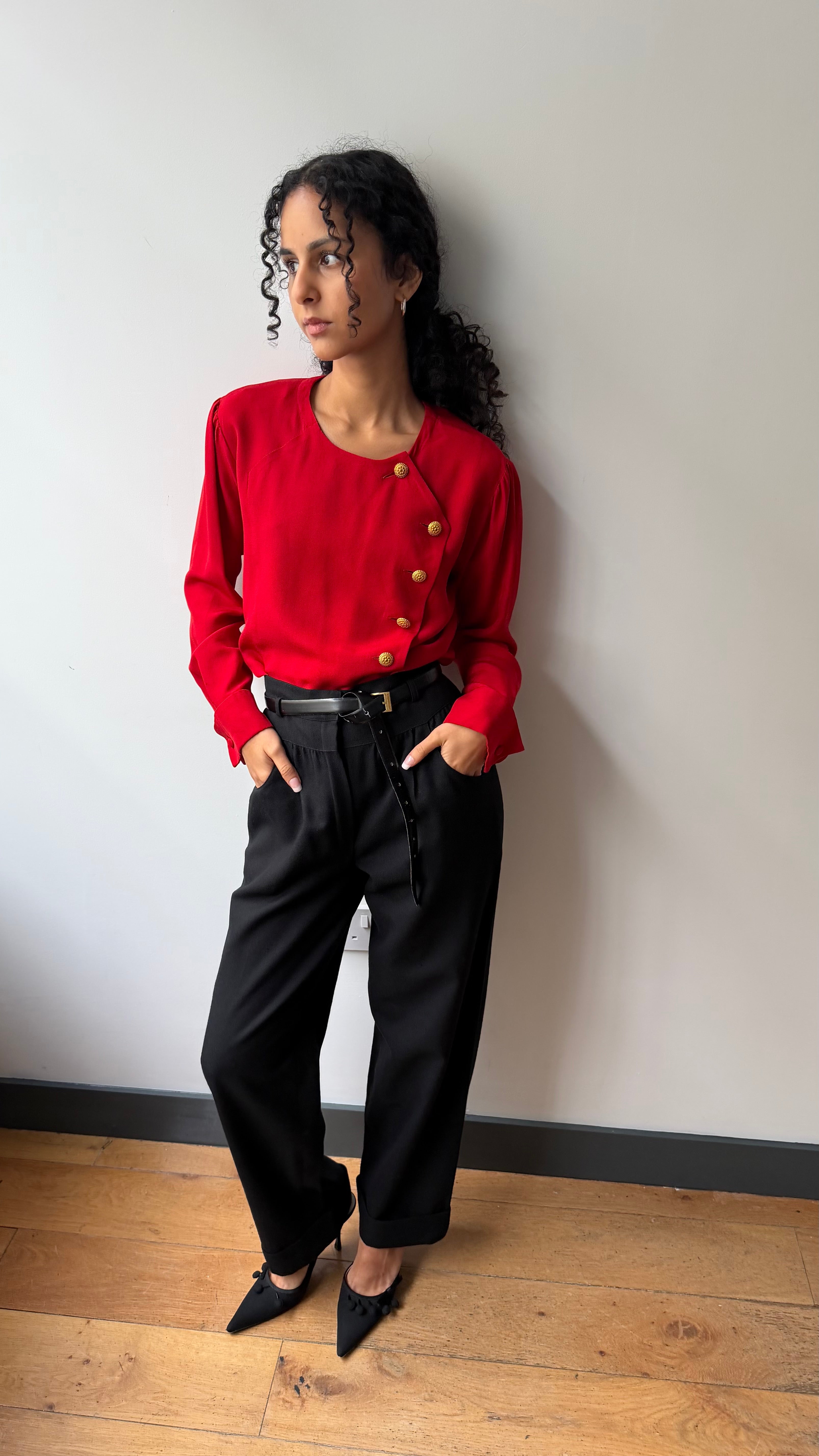 1980's YSL vintage asymmetrical button blouse – Known Source