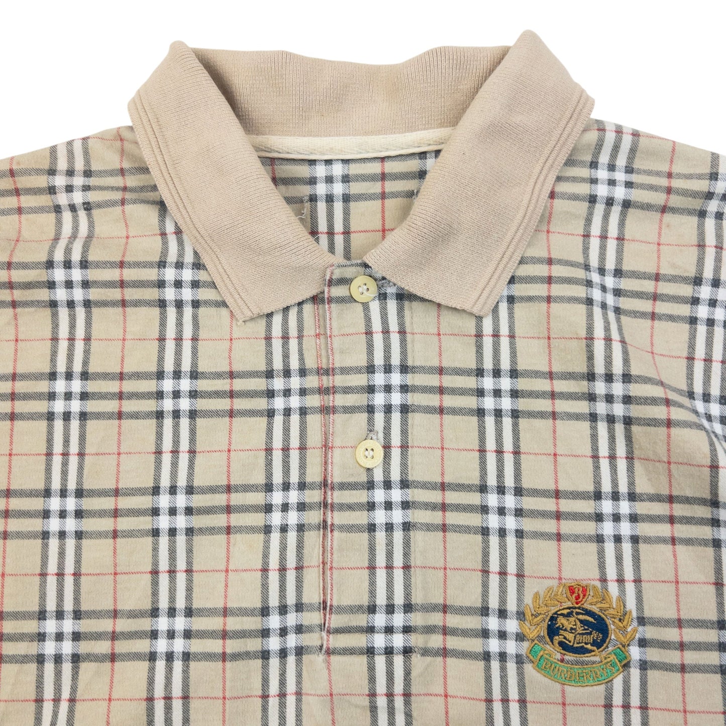 Vintage 90s Burberry Nova Check Long Sleeve Polo Shirt Size M | Medium, Multicoloured