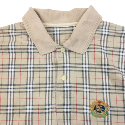 Vintage 90s Burberry Nova Check Long Sleeve Polo Shirt Size M | Medium, Multicoloured