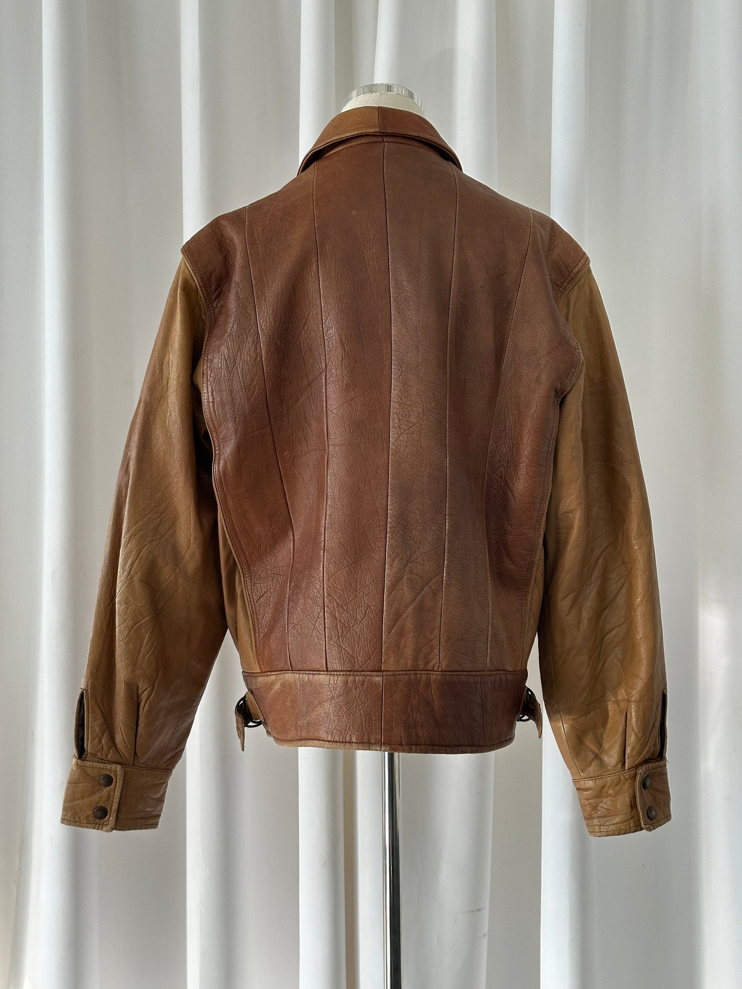Italian Vintage 1980s Leather Bomber Jacket - M/L