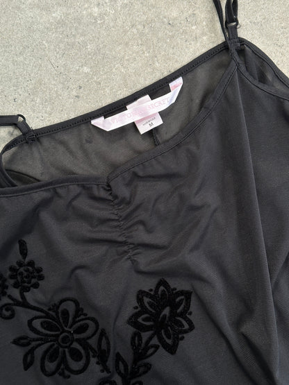 Victoria's Secret 1990s Sheer Floral Sleeveless Mini Dress - M