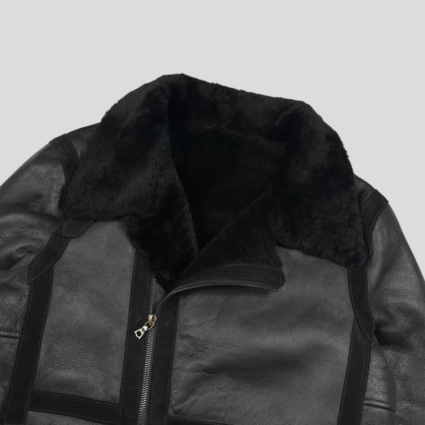 Neil Barrett Leather Lambskin Shearling Asymetrical Biker Jacket - S | Default Title, Black