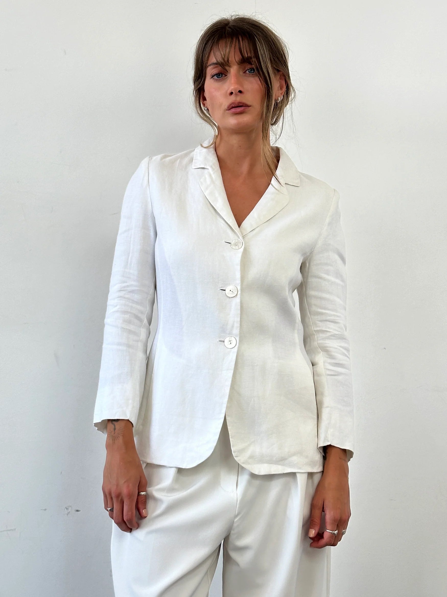 Max Mara 1990s Pure Linen Single Breasted Jacket - S