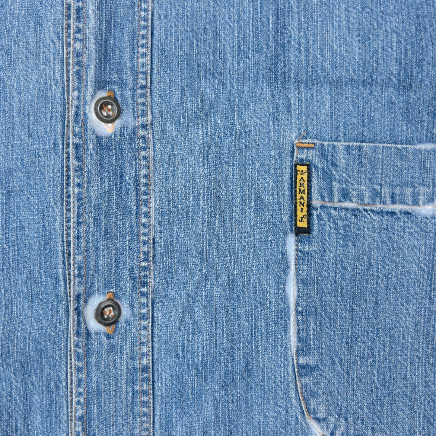 Vintage 90s Armani Jeans Long Sleeve Button Up Denim Shirt Size XL | XXL, Blue