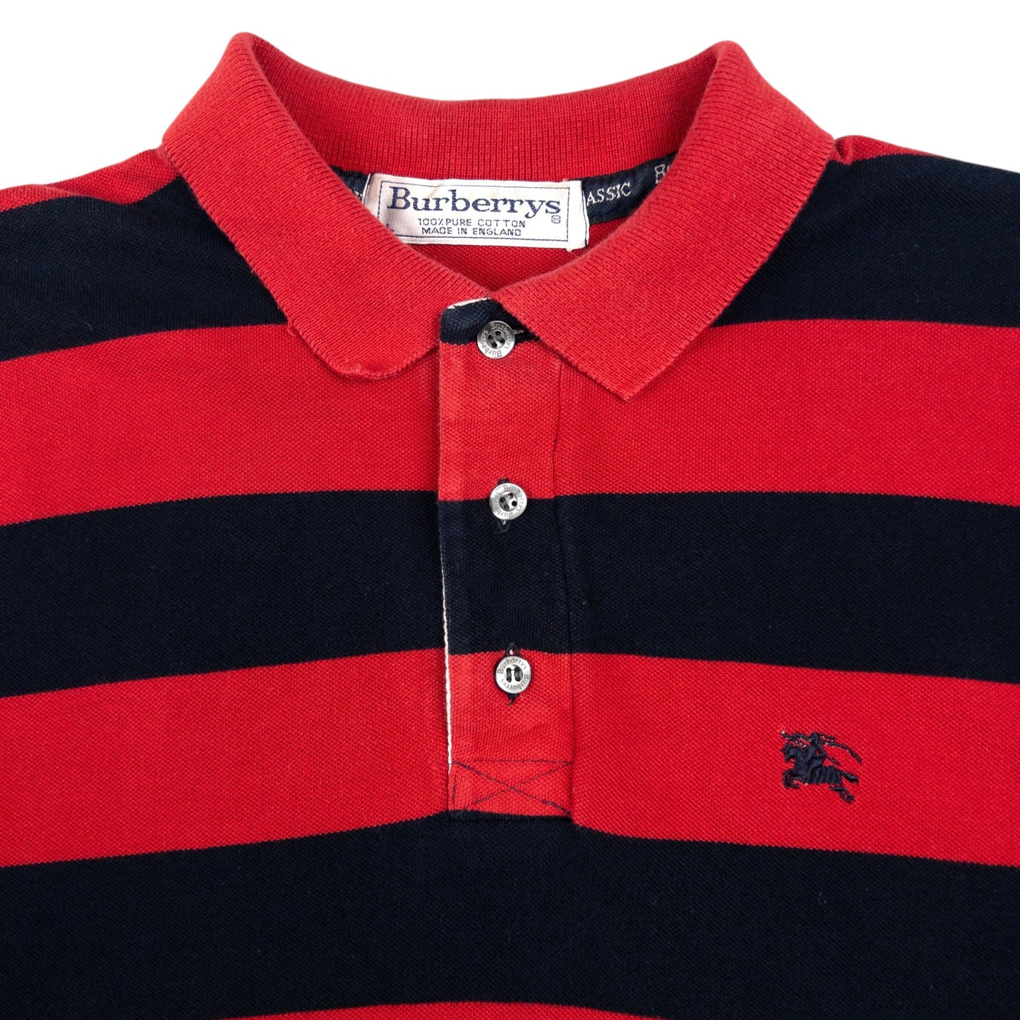 Vintage Burberry Striped Long Sleeve Polo Shirt Size L